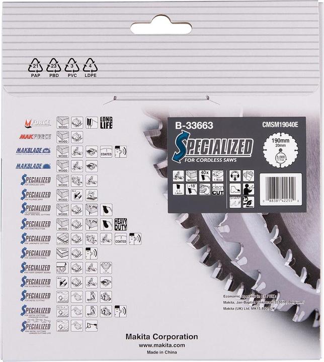 Produktbild Makita MAKBLADE Sägeb. 190x20x40Z