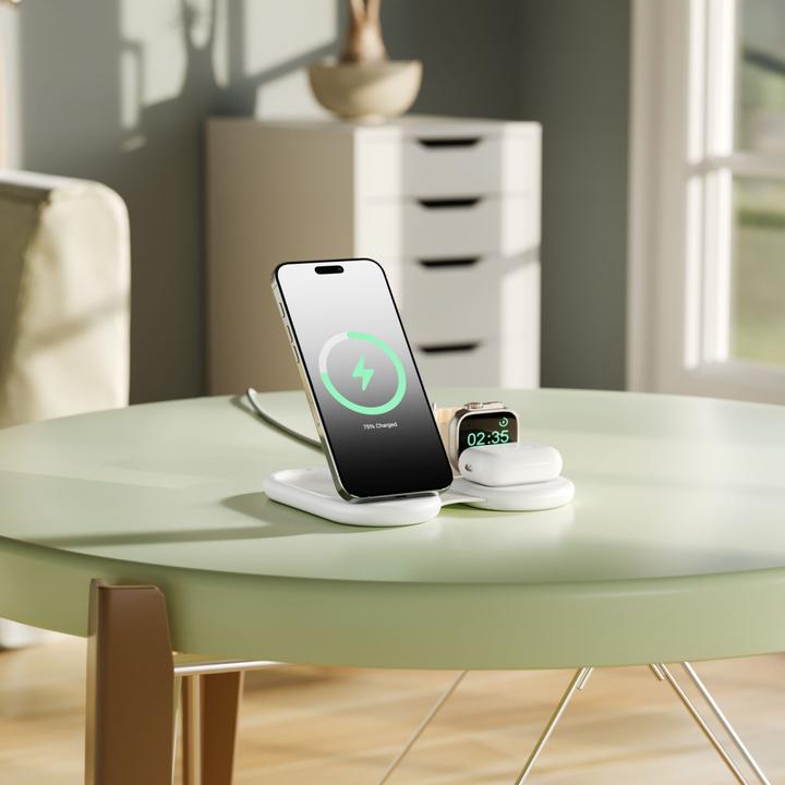 Actual product image Alogic PackAway 3in1 Qi2 Wireless Charging Stand White (35 W)