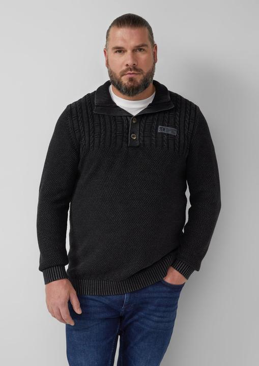 Produktbild s.Oliver Strickpullover Strukturmix-Troyer aus Baumwolle mit Garment Dye (4XL)