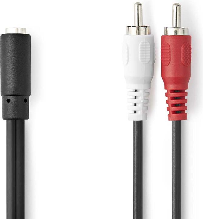 Produktbild Nedis Stereo-Audiokabel | 2x RCA Stecker | 3.5 mm Buchse | Vernickelt | 0.20 m | rund | Schwarz | Bo (0.20 m)