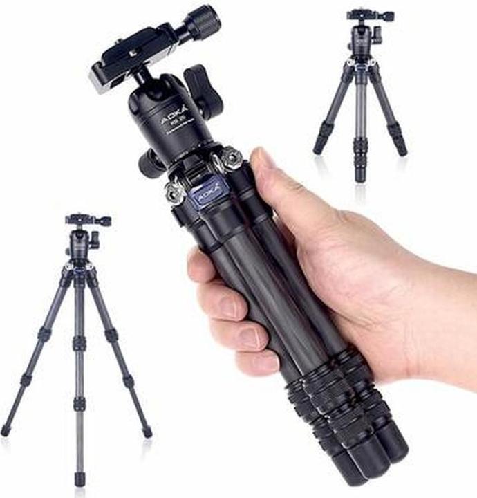 Aoka Lightweight Compact Carbon Fiber Tripod with 360-Degree Ball Head (Carbon)