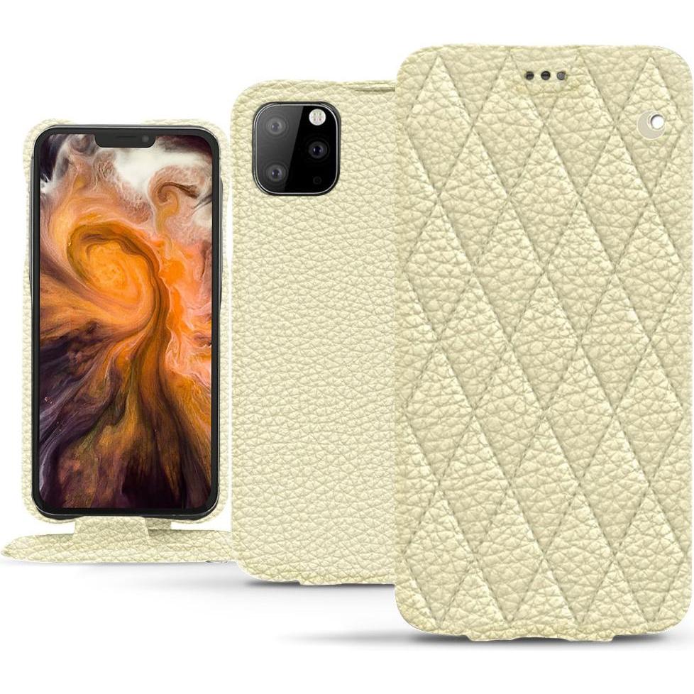 Noreve Lederschutzhülle vertikal (Apple iPhone 11 Pro Max), Smartphone Hülle, Weiss