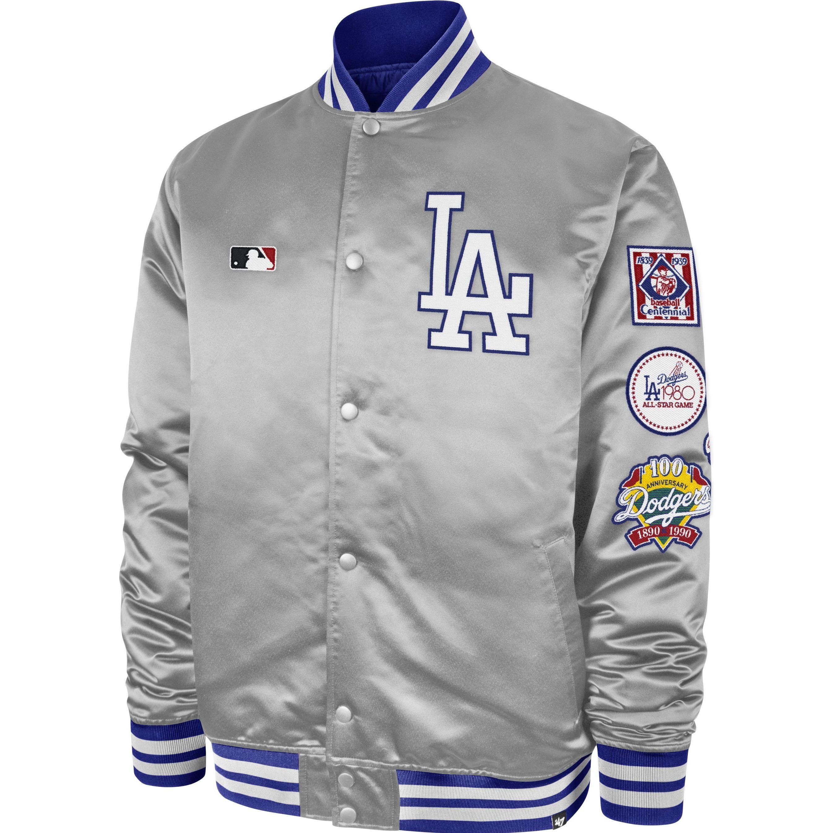 47 Brand, Herren, Jacke, College Bomber Jacke PATCH Los Angeles Dodgers - M (M), Grau, M