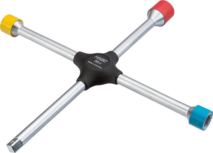 Actual product image HAZET Four-way rim wrench 705V ∙ Outside hexagon profile ∙ 17 x 19 x 21 x Outside square 12.5 = 1/2…