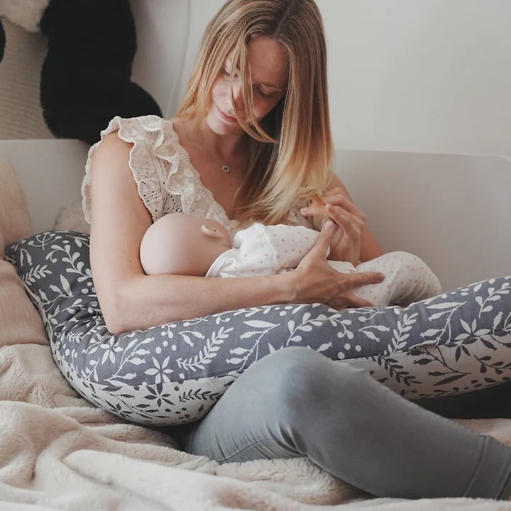 Actual product image Flora Cool Grey nursing and sleeping pillow