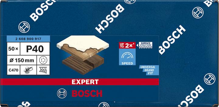 Actual product image Bosch Professional Zubehör EXPERT C470 Sanding paper with 6 holes for random orbital sander, 150 mm, G 40, 50 pcs. (40)