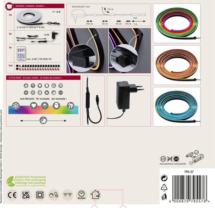 Actual product image Paulmann EntertainLED Hose Black Neon (RGB, 500 cm, Indoor)