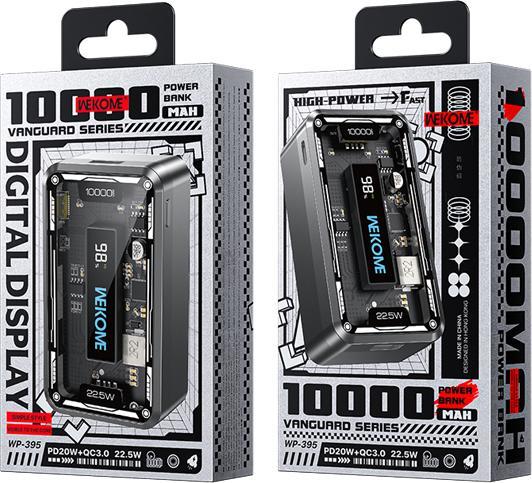 Produktbild Wekome WP-395 Vanguard Series – Powerbank 10000 mAh Super Charging PD 20 W + QC 22,5 W (Schwarz) (10000 mAh, 22.50 W)