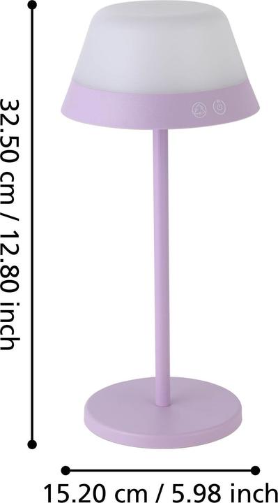 Immagine prodotto EGLO Luci Lampada da tavolo ricaricabile MEGGIANO 1.5W, 32 cm, Viola, Dimmerabile (170 lm)