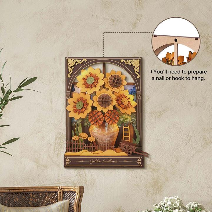Produktbild Robotime 3D Puzzle Goldene Sonnenblume, Motiv: Landschaft / Natur