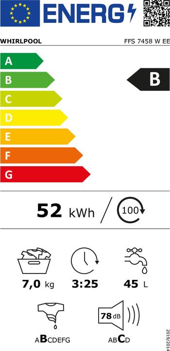 Energy Label Whirlpool FFS 7458 W EE (7 kg, Left)