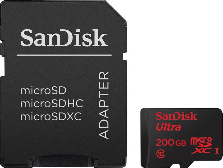 Actual product image Sandisk microSDXC Ultra Premium UHS-I with Adapter (200 GB, microSDXC, U1, UHS-I)