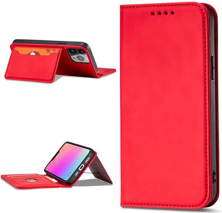 Produktbild Hurtel Magnet Card Case case for iPhone 14 Pro flip cover wallet stand red (Apple iPhone 14 Pro)