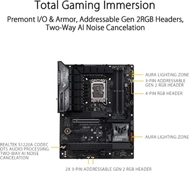 Immagine prodotto ASUS MB TUF GAMING Z790-PLUS WIFI (Intel,1700,DDR5,ATX) (LGA 1700, Intel Z790, ATX)