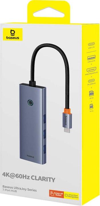 Immagine prodotto Baseus Hub 7in1 UltraJoy, USB-C - HDMI, 3xUSB 3.0, PD, SD/TF (grigio) (USB-C, 7 Porti)
