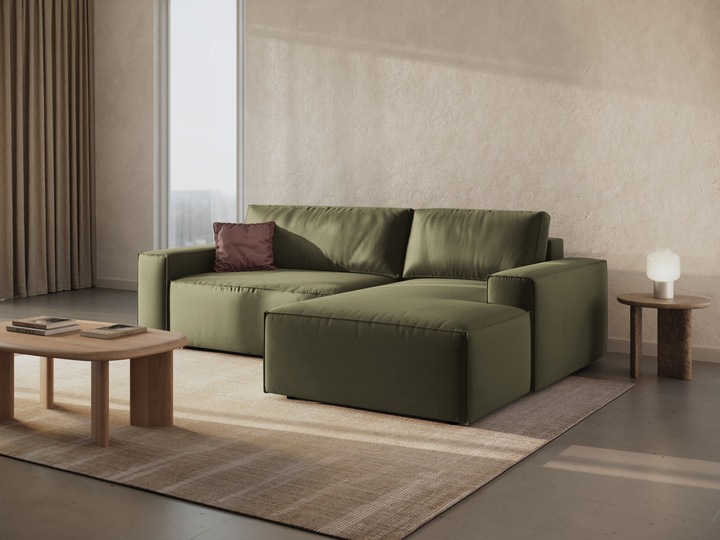 Actual product image Micadoni Velvet Right Corner Sofa With Bed Function And Box, "Jodie", 3 Seats, 246x151x86 Made in Europe (Corner sofa)