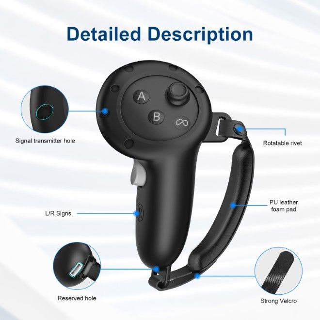 Produktbild MU Classic Meta Quest 3 / 3S Controller Silikon Grip Schutzhülle mit Handgelenk-Halterung