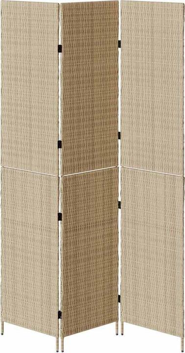 Produktbild vidaXL Raumteiler 3-teilig Faltbar Beige 146x200 cm Poly Rattan