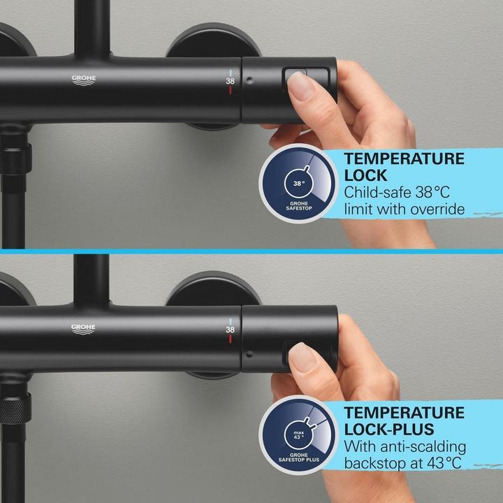 Produktbild Grohe Precision Start Thermostat-Brausearmatur inklusive Vitalio Start 110 Brausestangenset, kleben oder b