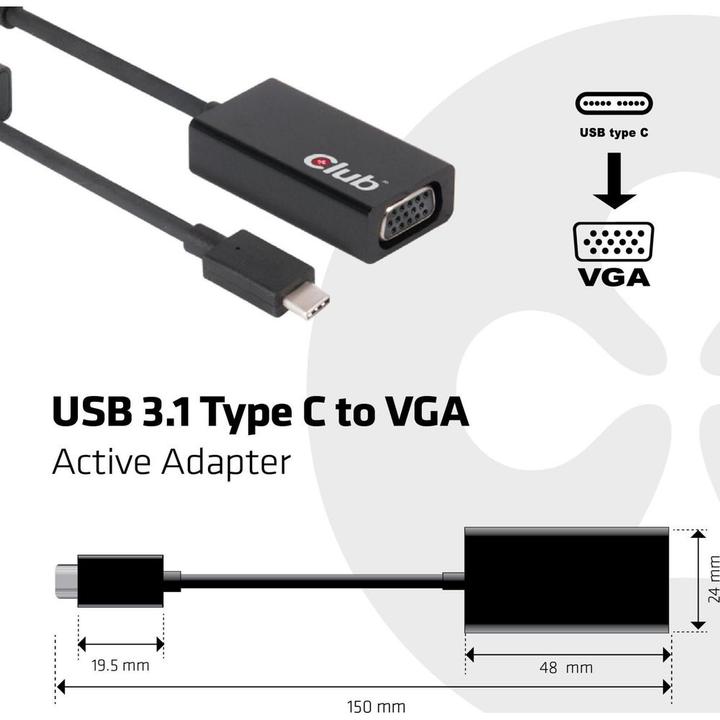 Produktbild Club 3D USB 3.1 Typ C zu (VGA, 10 cm)