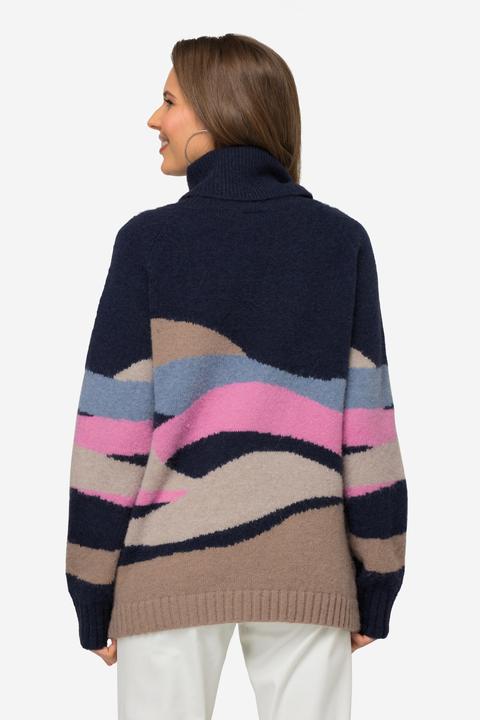 Immagine prodotto Laurasøn Maglione con design con onde, collo dolcevita e maniche lunghe raglan (L)
