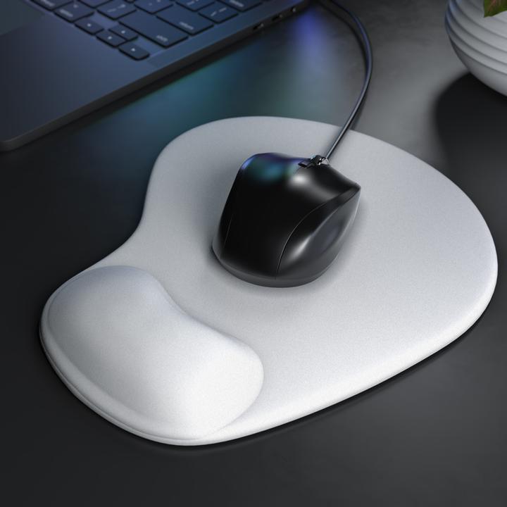 Produktbild CSL Mauspad mit Gelkissen & Handgelenkauflage, Komfort Office Mausmatte, weiss (S)