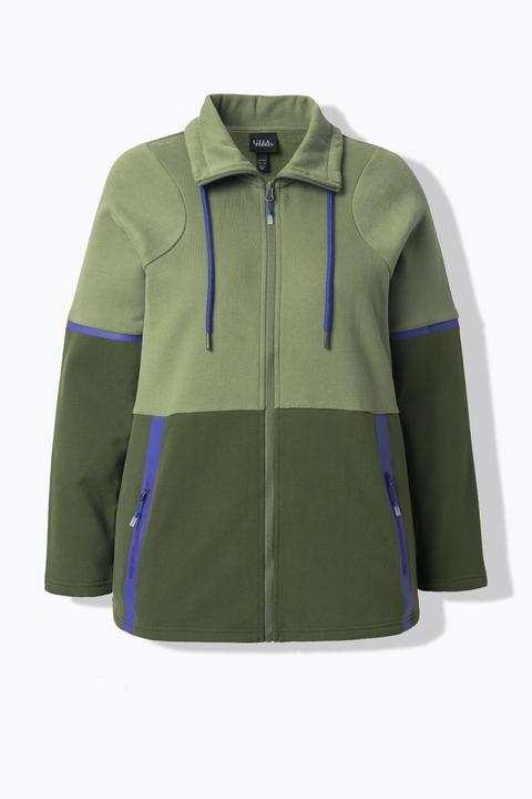 Actual product image Ulla Popken Two-Tone ZIp Front Pocket Sweatshirt (60)