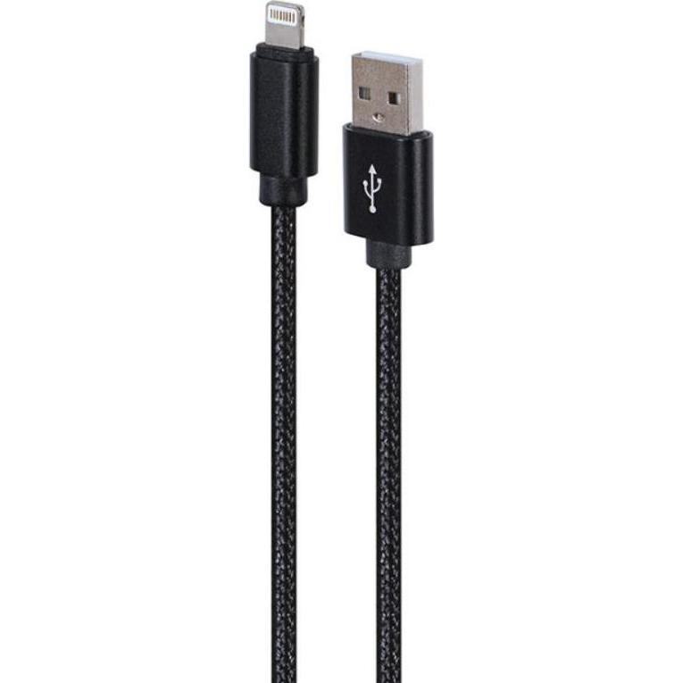 Gembird Cotton braided 8-pin cable with metal connectors, 1.8 m, black (1.80 m, USB 2.0), USB Kabel