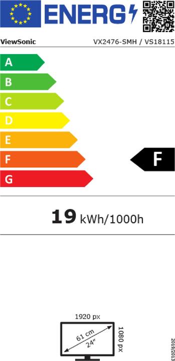 Label énergétique Viewsonic VX2476-SMH (1920 x 1080 pixels, 23.80")