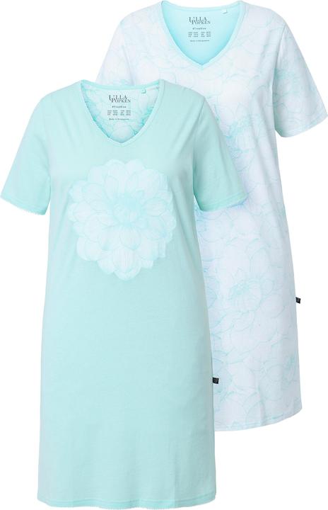 Image du produit Ulla Popken Grands t-shirts en lot de 2, avec fleurs. Décolleté en V, manches courtes. (46, 48)