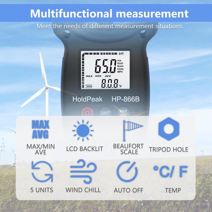 Actual product image Holdpeak Digitales Anemometer Windmessgerät