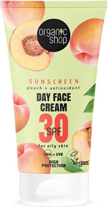 Image du produit Organic Shop Crème solaire de jour 30 SPF pour peau grasse 50ml (Crème solaire visage, SPF 30, 50 ml)