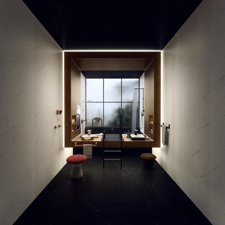 Image du produit hansgrohe AXOR ShowerComposition Panneau de douche, avec thermostat, douche de tête 110/220, douche