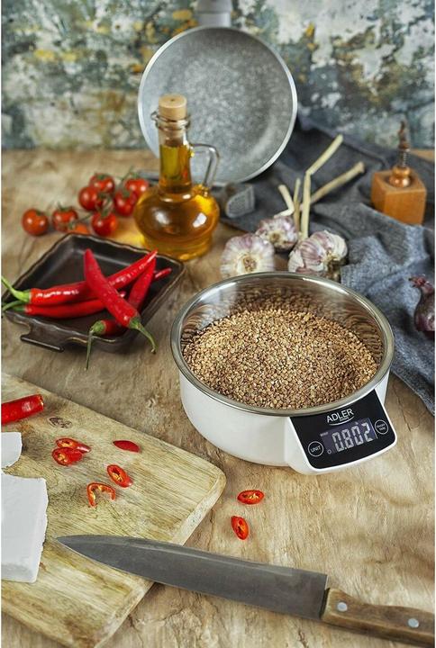 Actual product image Adler AD 3166 Kitchen Scale Stainless Steel Worktop Oval Electronic Kitchen Scale