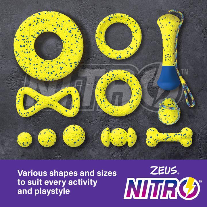 Actual product image Hagen Zeus Nitro - Bendy Bone - Yellow and Blue - 16cm (Dog chew toy)