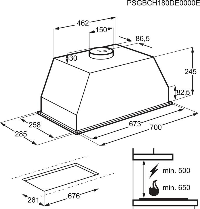 Produktbild AEG DGB3850M Eingebaut Edelstahl ³/h C (Flachschirmhaube)