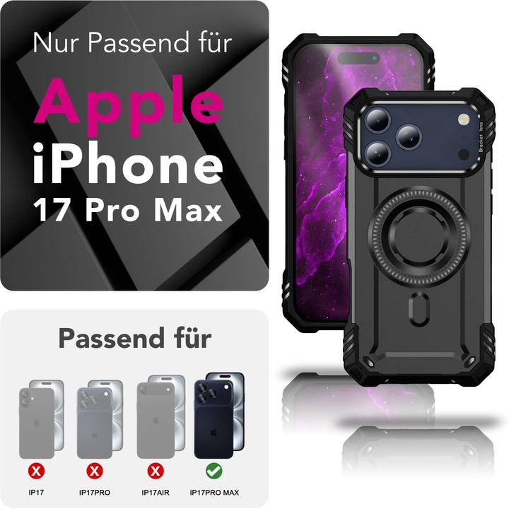 Actual product image Nalia MagSafe Cover "Granite" - Panzer Schutz Hülle Stossfest mit Kickstand - Military Outdoor Case (Apple iPhone 17 Pro Max)