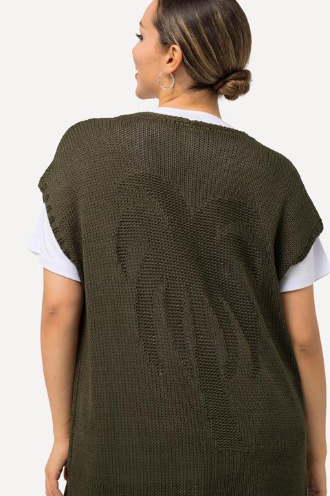 Produktbild Ulla Popken Strickweste, Palme, oversized, offene Form, ärmellos (56)