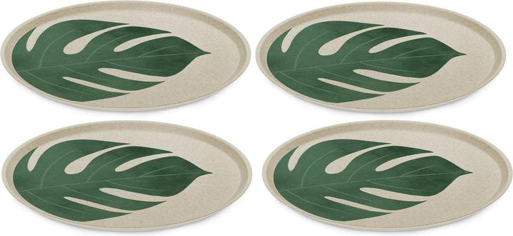 Koziol Speiseteller Connect Monstera 4 Stück,Beige/Grün (4 x, 25.50 cm)