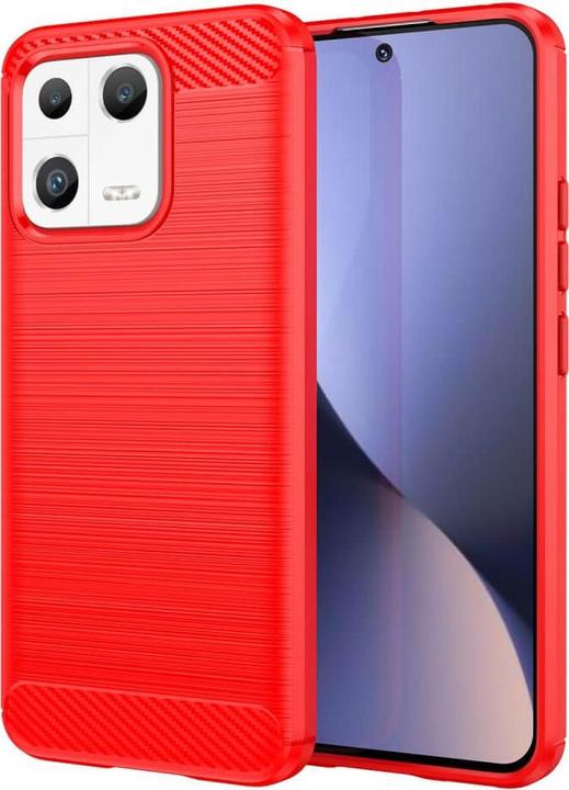 Actual product image Cover-Discount Xiaomi 13 - Metal Carbon Look Cover red (Xiaomi 13)