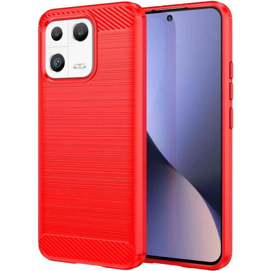 Cover-Discount Xiaomi 13 - Metall Carbon Look Hülle rot (Xiaomi 13), Smartphone Hülle, Rot