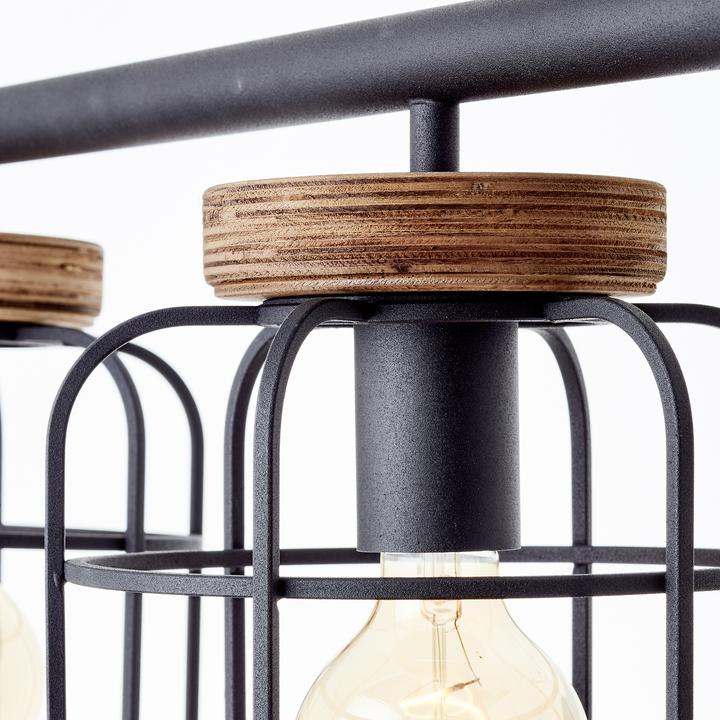 Produktbild Brilliant Hanglamp Gwen E27 max 4x40W - Zwart/Hout (E27)