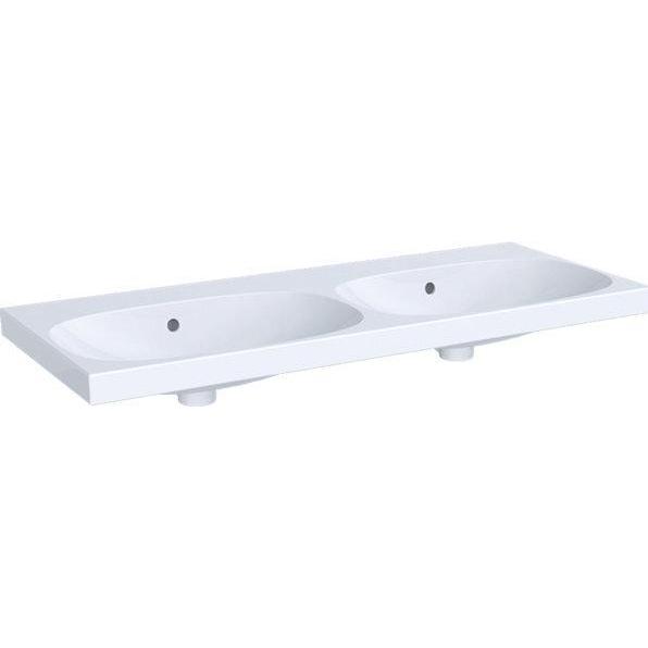 Geberit, Waschbecken, Keramag Acanto Doppelwaschtisch 500628, ohne Hahnlöcher, mit Überlauf, 1200x480mm (482 mm, 1200 mm...