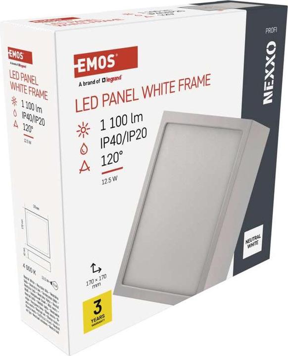 Actual product image Emos Surface-mounted LED light NEXXO, square, white, 12.5W,Neutral white (1100 lm)