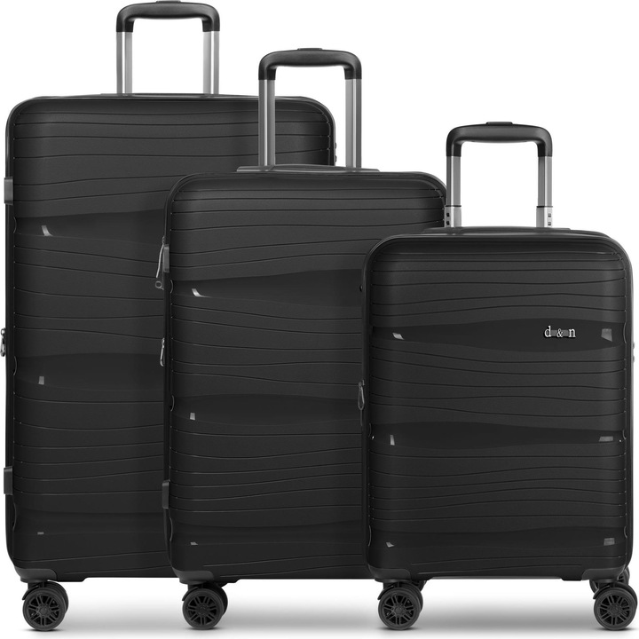 Produktbild D&N Travel Line 4300-Plus 4 Rollen Kofferset 3-teilig mit Dehnfalte (1910 l, XL (ab 115l))