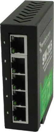 Actual product image Brainboxes Hardened Industrial 5 Port Gigabit Ethernet Switch DIN - Switch - 1 Gbps (5 ports)