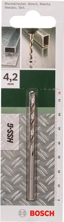 Produktbild Bosch Zubehör Metallbohrer HSS-G, DIN 338 D= 4,2 mm L= 75 mm (4 mm)