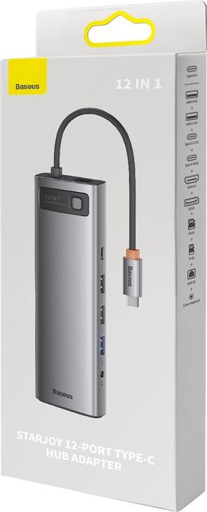 Productafbeelding Baseus Metal Gleam Series 12-in-1 Multifunctioneel Type-C HUB Docking Station Grijs (Type-C naar (USB-C, 12 ports)