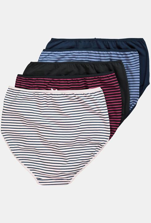 Produktbild Ulla Popken Maxislips, 5er-Pack, Ringel / einfarbig, High Waist (46, 48)