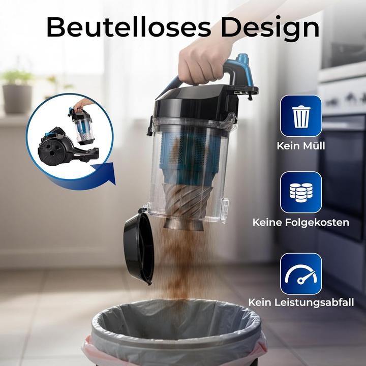 Produktbild KLAMER Staubsauger Beutellos, Bodenstaubsauger ohne Beutel, Ideal für Haustierbesitzer gegen Ti…